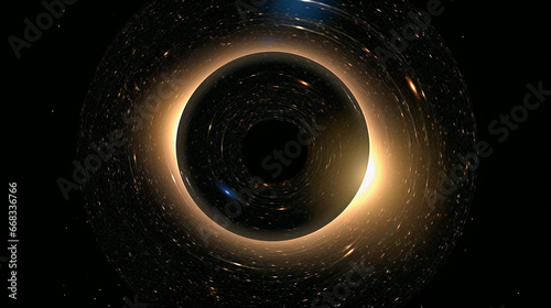 mesmerizing cosmic vista with swirling black hole, generative ai