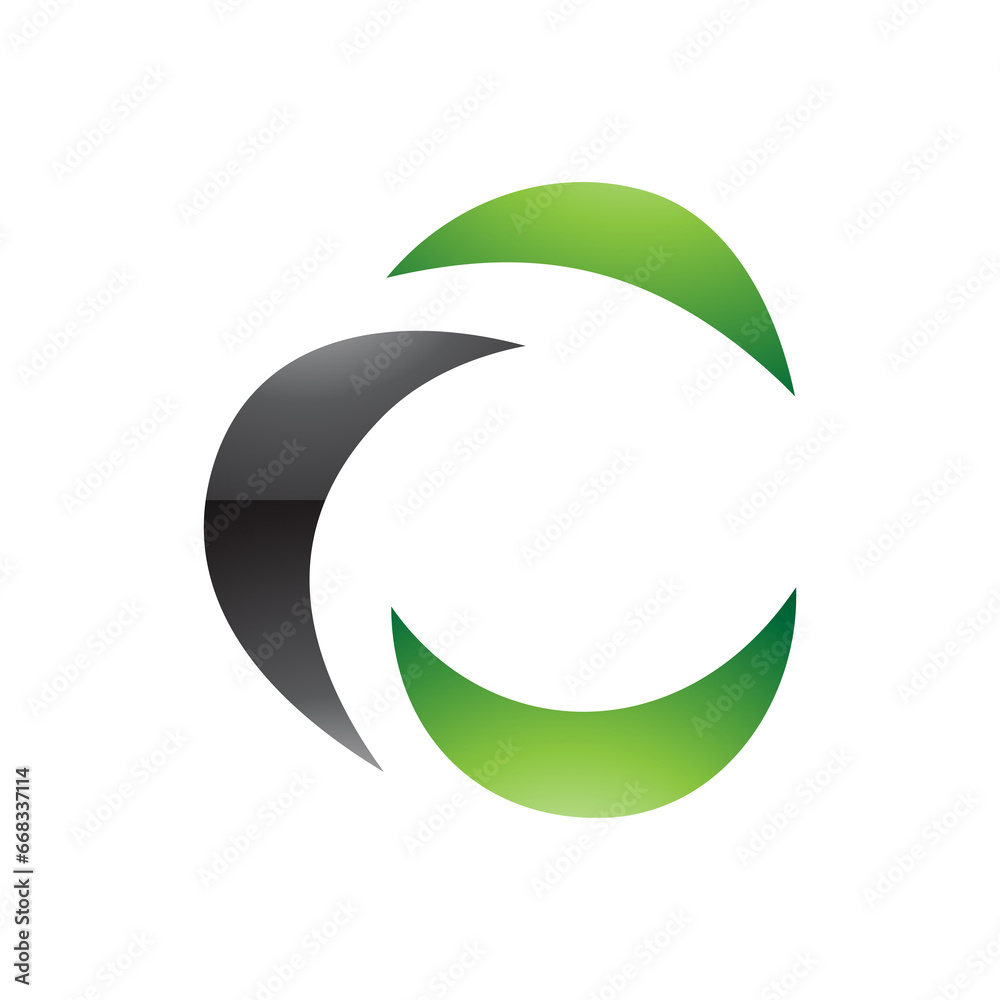 Black and Green Glossy Crescent Shaped Letter C Icon Black and Green Glossy Crescent Shaped Letter C Icon