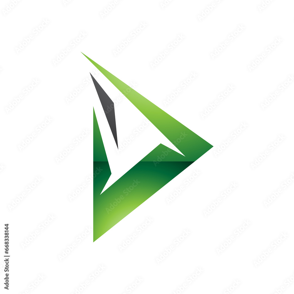 Black and Green Glossy Spiky Triangular Letter D Icon Black and Green Glossy Spiky Triangular Letter D Icon