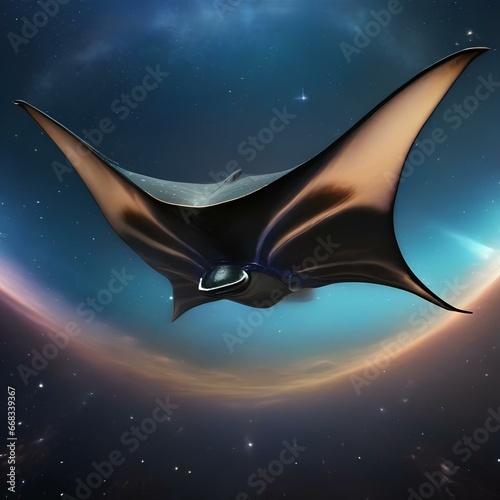 A cosmic manta ray with wings of celestial oceans, gliding through the interstellar depths4