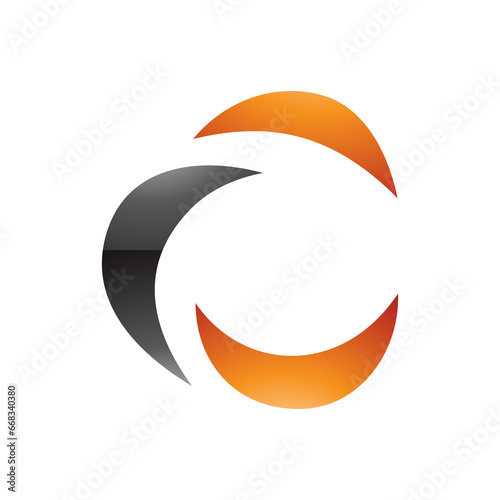 Black and Orange Glossy Crescent Shaped Letter C Icon