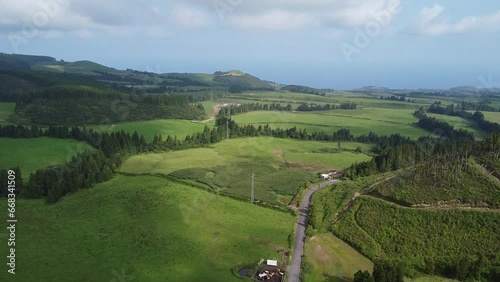 Azzorre Sao Miguel landscape aerial view