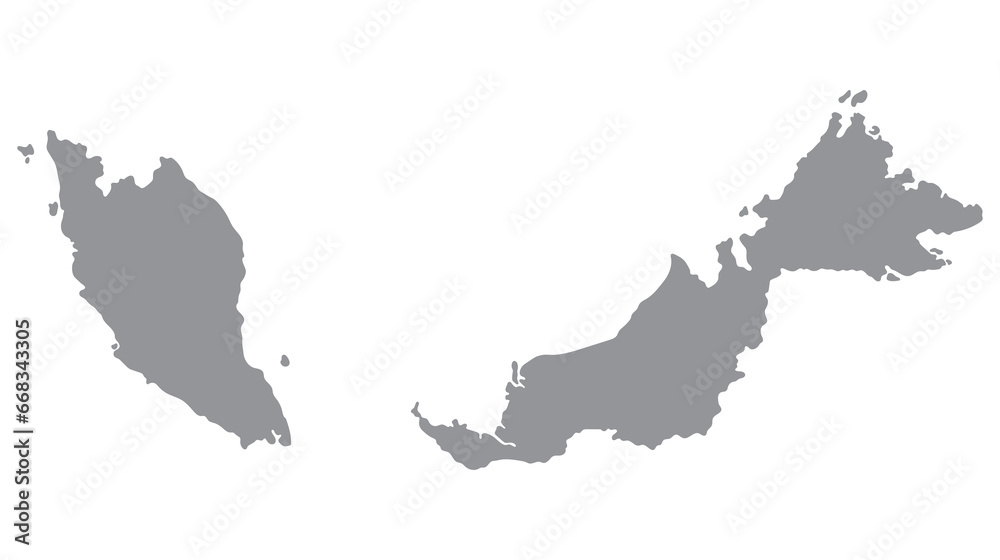 Malaysia map. Map of Malaysia in grey color