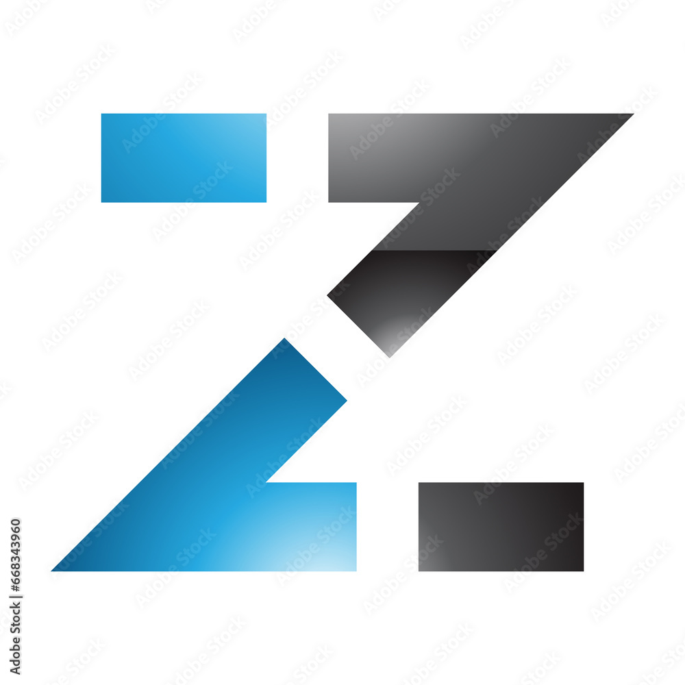 Blue and Black Glossy Dotted Line Shaped Letter Z Icon Blue and Black Glossy Dotted Line Shaped Letter Z Icon