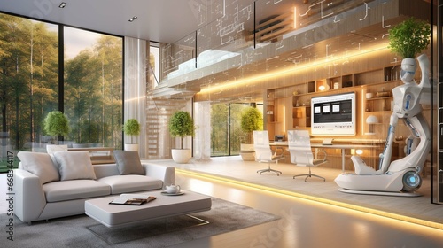 Interior of smart home with artificial intelligence concept
