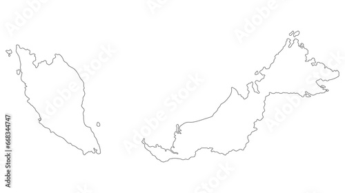 Malaysia map. Map of Malaysia in white color