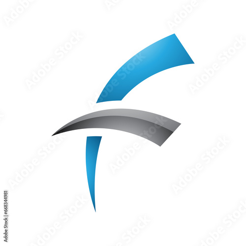 Free Download Blue and Black Glossy Letter F Icon with Round Spiky Lines - GFXLoad