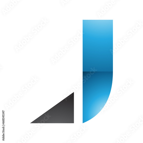 Free Download Blue and Black Glossy Letter J Icon with a Triangular Tip - GFXLoad