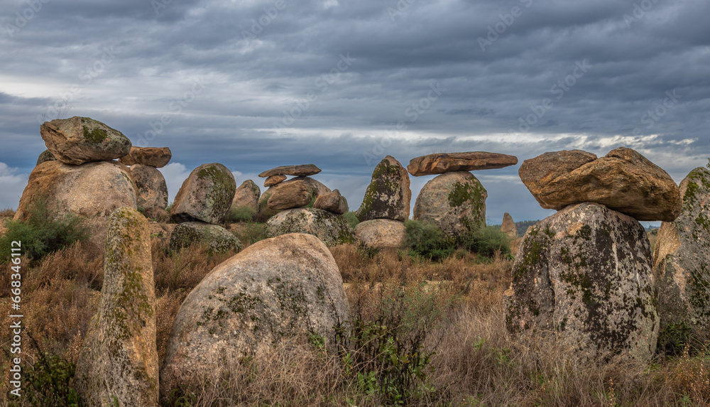 Modern Menhir exposure done near Castelo Branco in Portugal in a very cloudy day. With the menhir we began our path as designers and builders of landscapes. Modern Menhir exposure done near Castelo Branco in Portugal in a very cloudy day. With the menhir we began our path as designers and builders of landscapes.