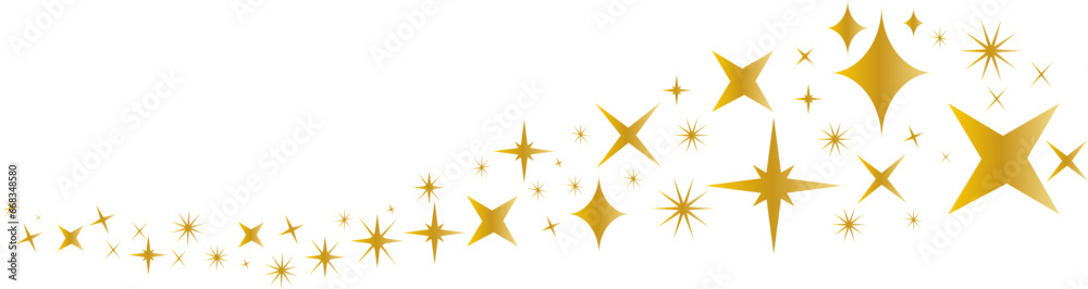 Stars and sparkles border in wave shape..Golden stars wave vector.Christmas decoration. Stars and sparkles border in wave shape..Golden stars wave vector.Christmas decoration.