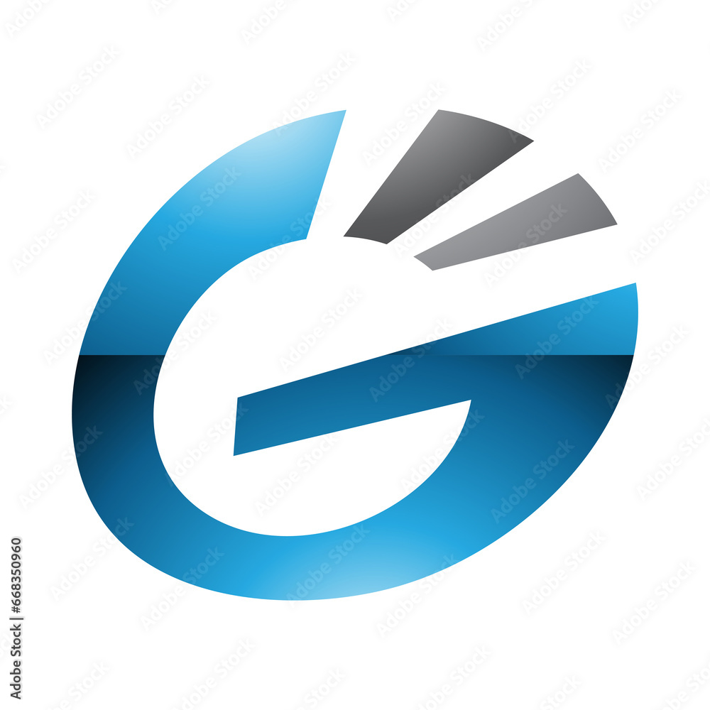 Blue and Black Glossy Striped Oval Letter G Icon Blue and Black Glossy Striped Oval Letter G Icon