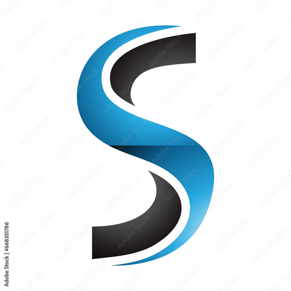 Blue and Black Glossy Twisted Shaped Letter S Icon Blue and Black Glossy Twisted Shaped Letter S Icon