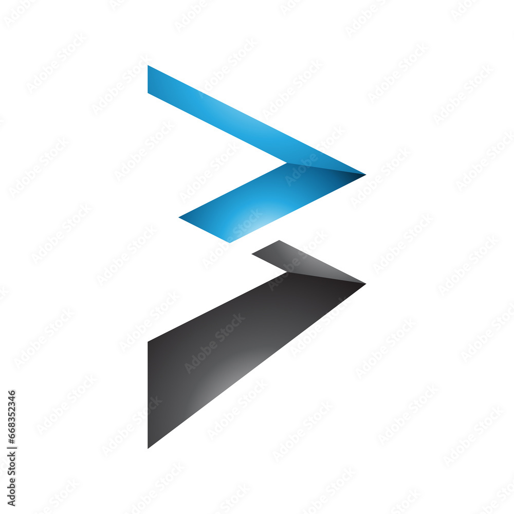 Blue and Black Glossy Zigzag Shaped Letter B Icon Blue and Black Glossy Zigzag Shaped Letter B Icon