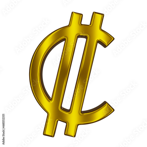 Golden Currency Sign Colon 3D Render