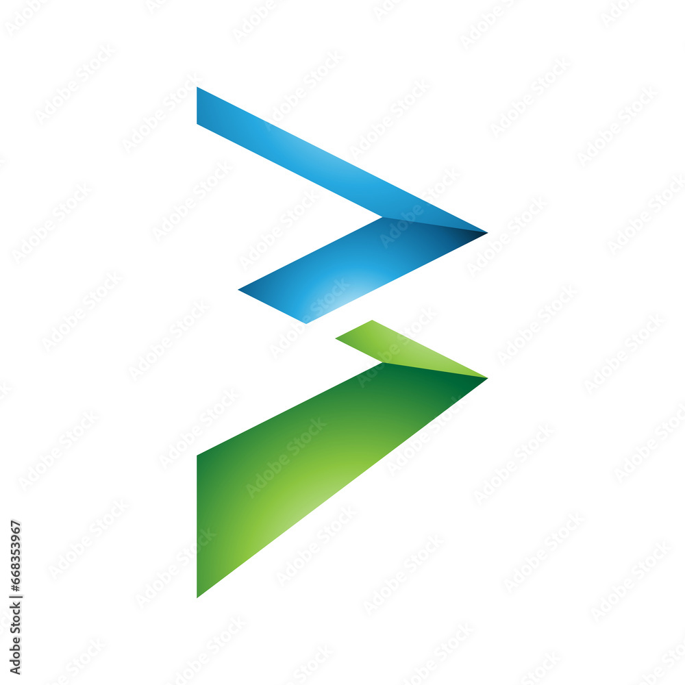 Blue and Green Glossy Zigzag Shaped Letter B Icon Blue and Green Glossy Zigzag Shaped Letter B Icon