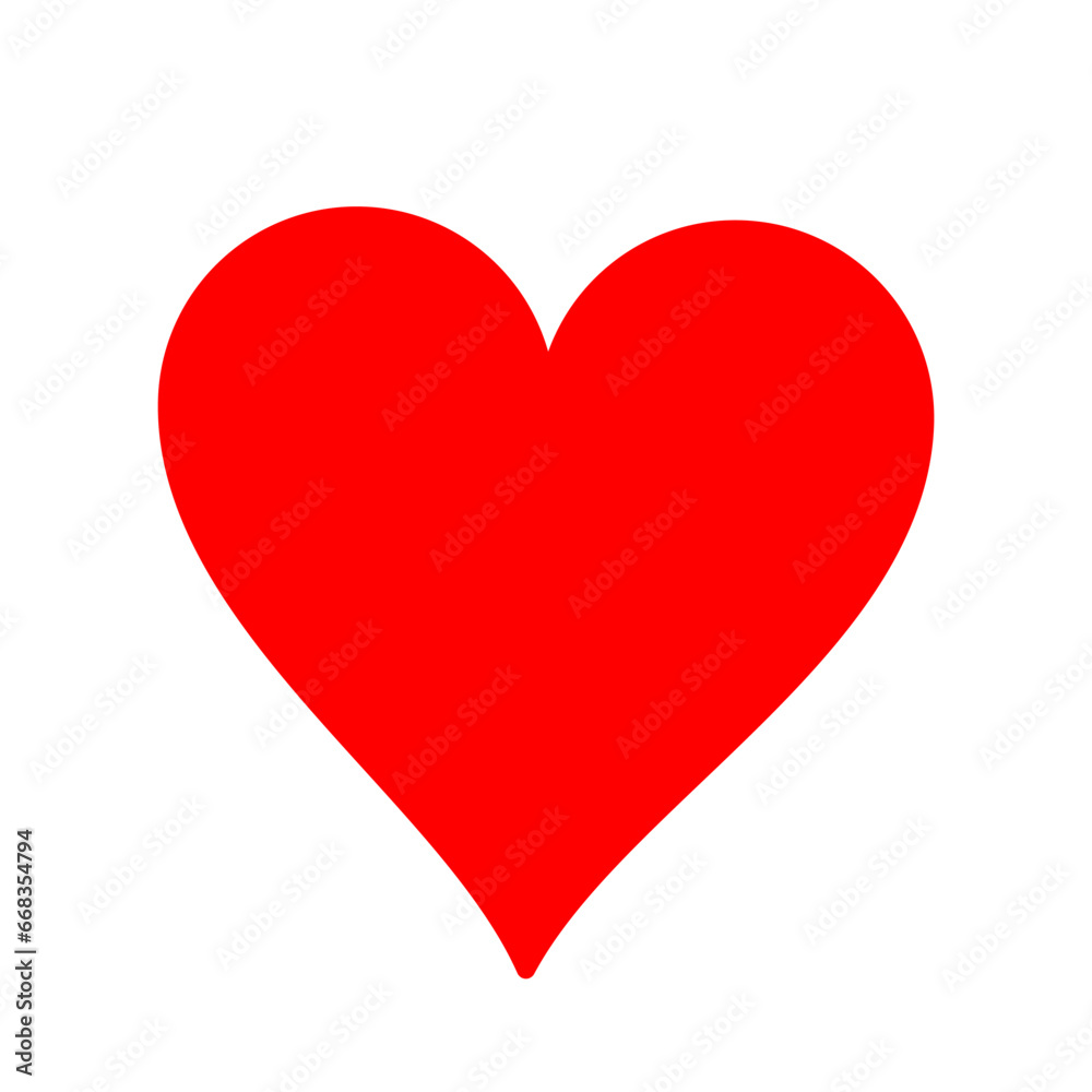 Outline vector illustration of One beautiful bright red heart isolated on a white background