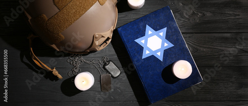 Torah, burning candles, dog...