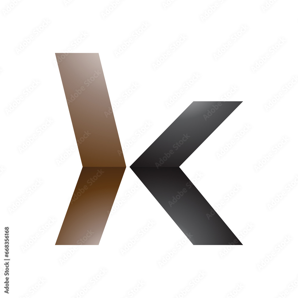 Brown and Black Glossy Lowercase Arrow Shaped Letter K Icon Brown and Black Glossy Lowercase Arrow Shaped Letter K Icon