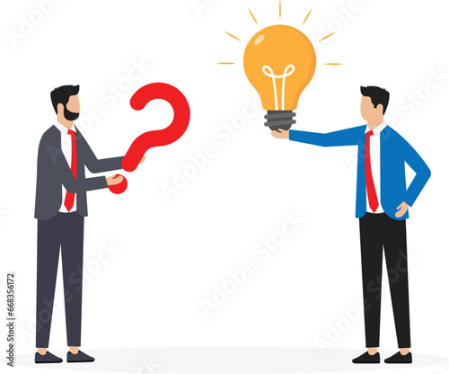Question and answer, solving problem or business solution, ask for reply or idea to solve difficulty and trouble, FAQ concept