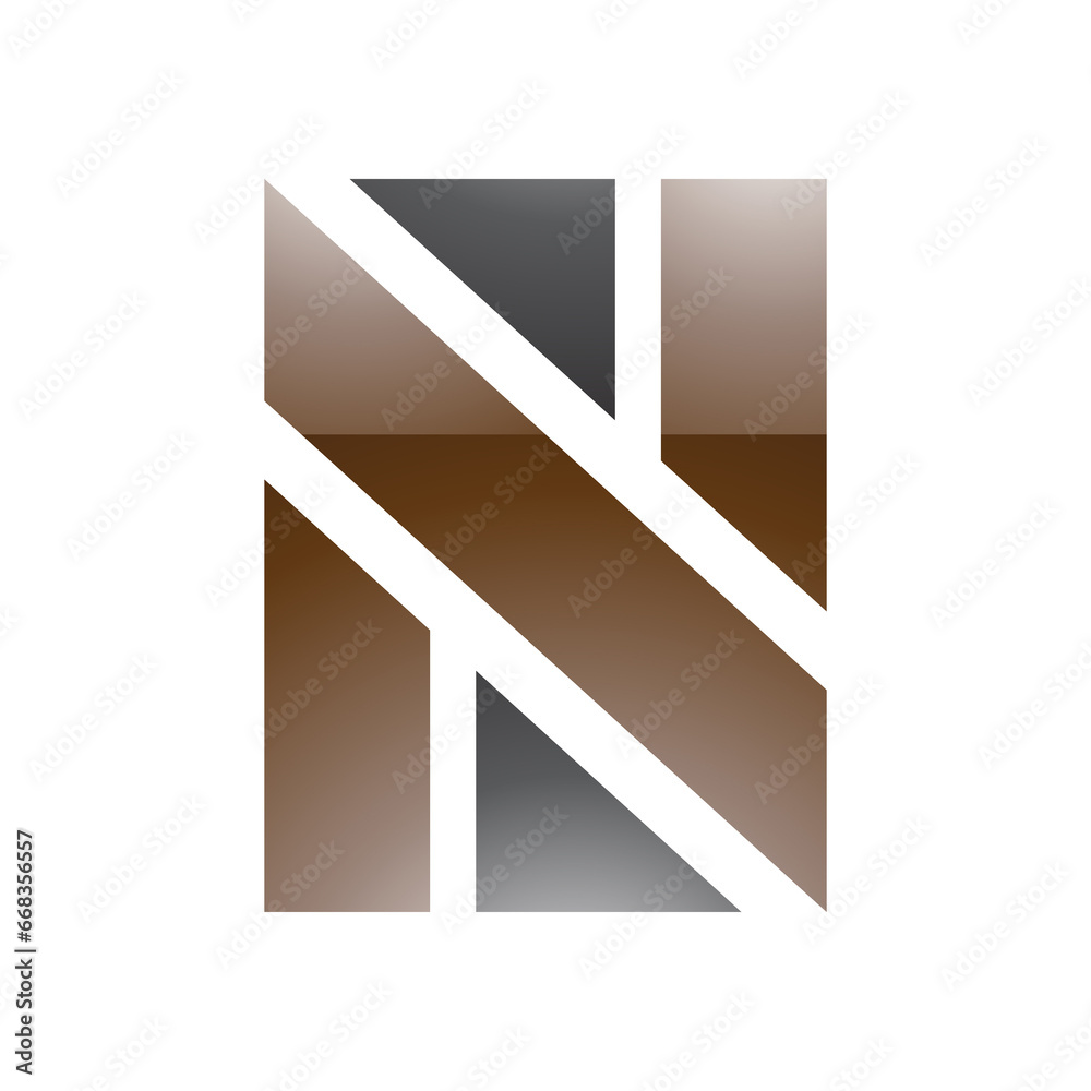 Brown and Black Glossy Rectangle Shaped Letter N Icon Brown and Black Glossy Rectangle Shaped Letter N Icon