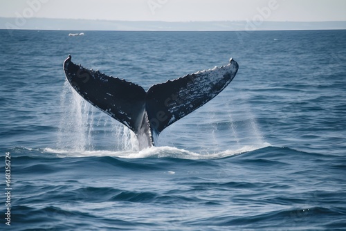 whale tail on the water surface