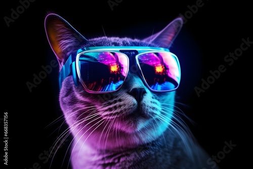 Cat in virtual reality glasses © Elena