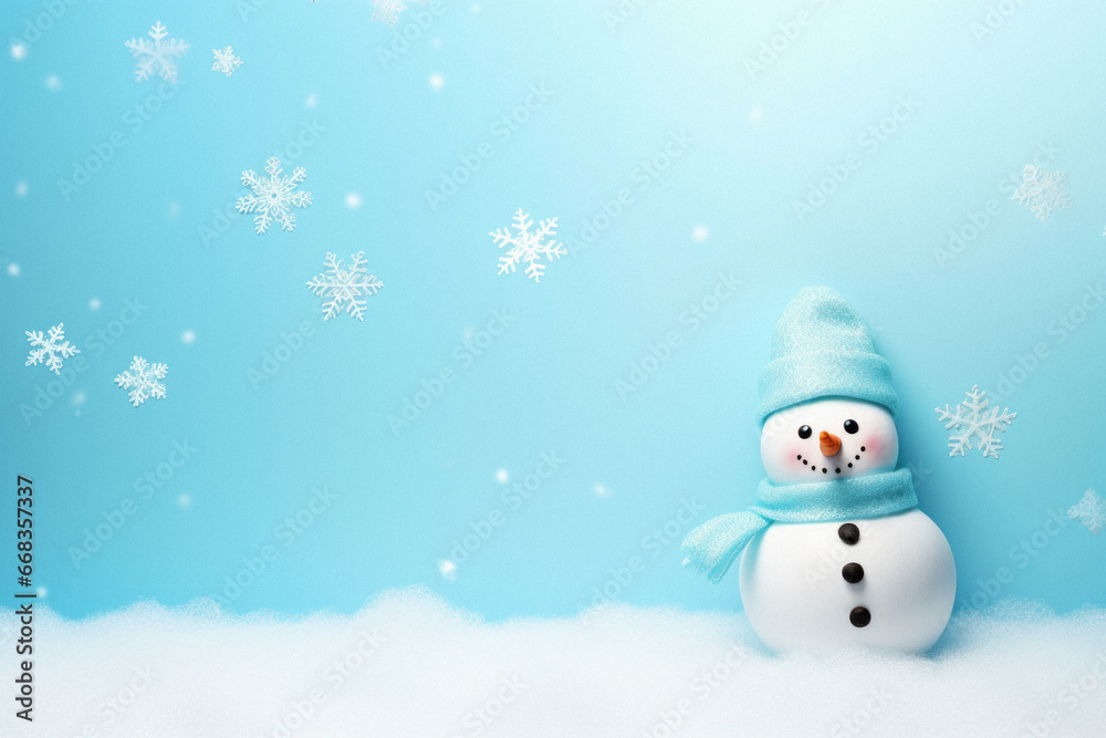 Christmas background with snowman, snow and christmas tree. Christmas background with snowman, snow and christmas tree.