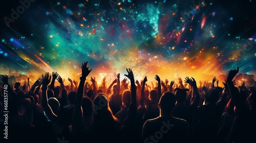 The festival goers are having a blast and raising their hands. © PhotoVibe