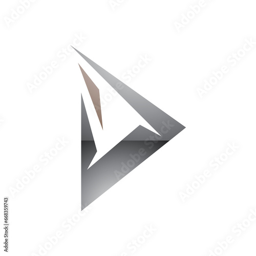 Brown and Grey Glossy Spiky Triangular Letter D Icon