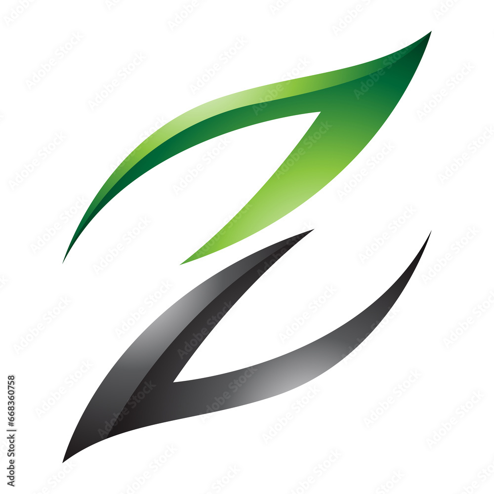 Green and Black Glossy Fire Shaped Letter Z Icon Green and Black Glossy Fire Shaped Letter Z Icon