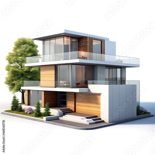 3d Modern Home Isolated On White Background