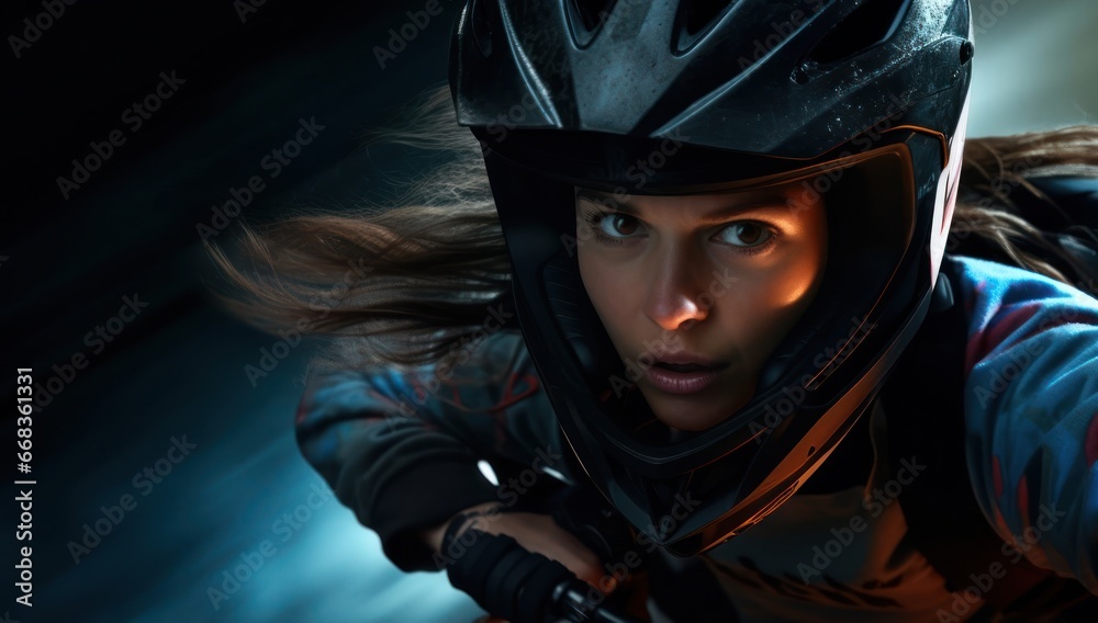 Caucasian Female Extreme Sports Backdrop Generative AI Caucasian Female Extreme Sports Backdrop Generative AI
