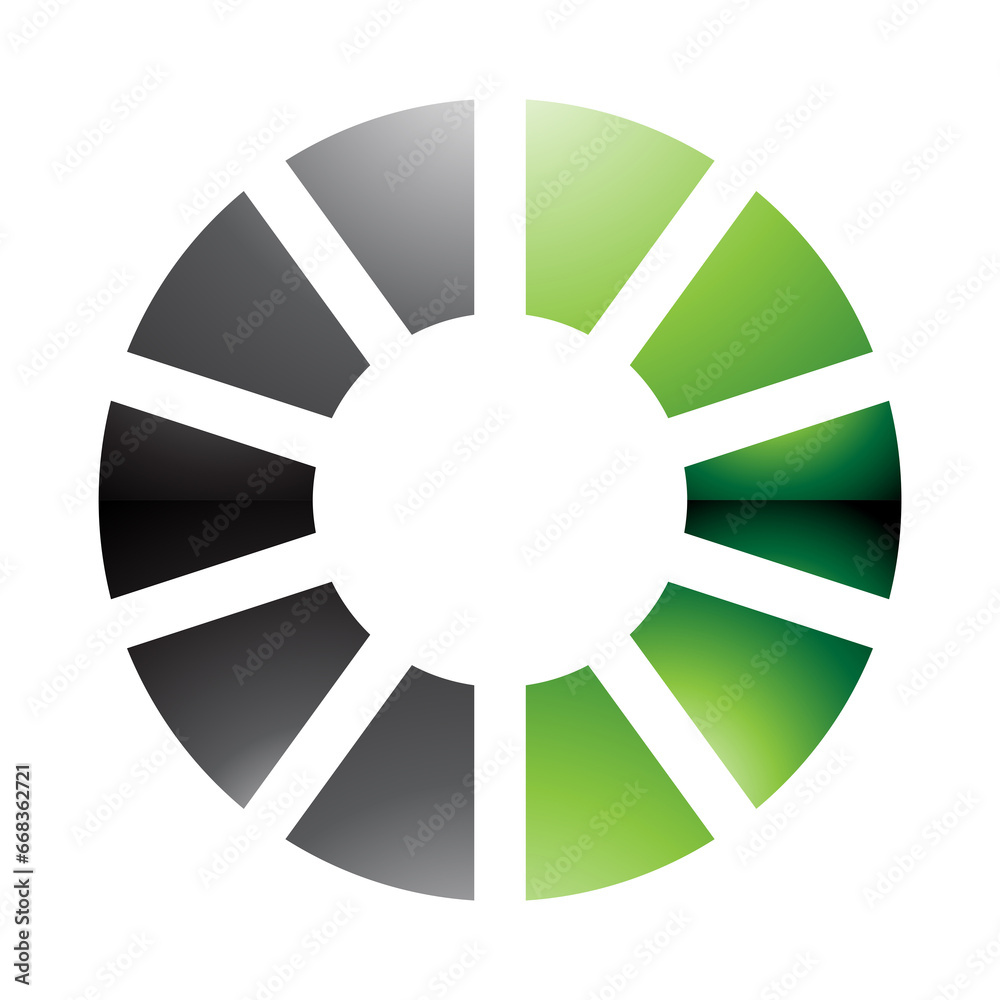 Green and Black Glossy Striped Letter O Icon Green and Black Glossy Striped Letter O Icon