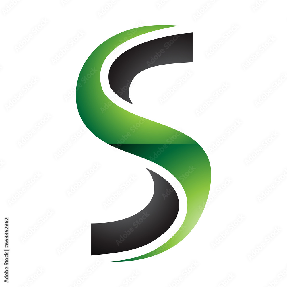 Green and Black Glossy Twisted Shaped Letter S Icon Green and Black Glossy Twisted Shaped Letter S Icon