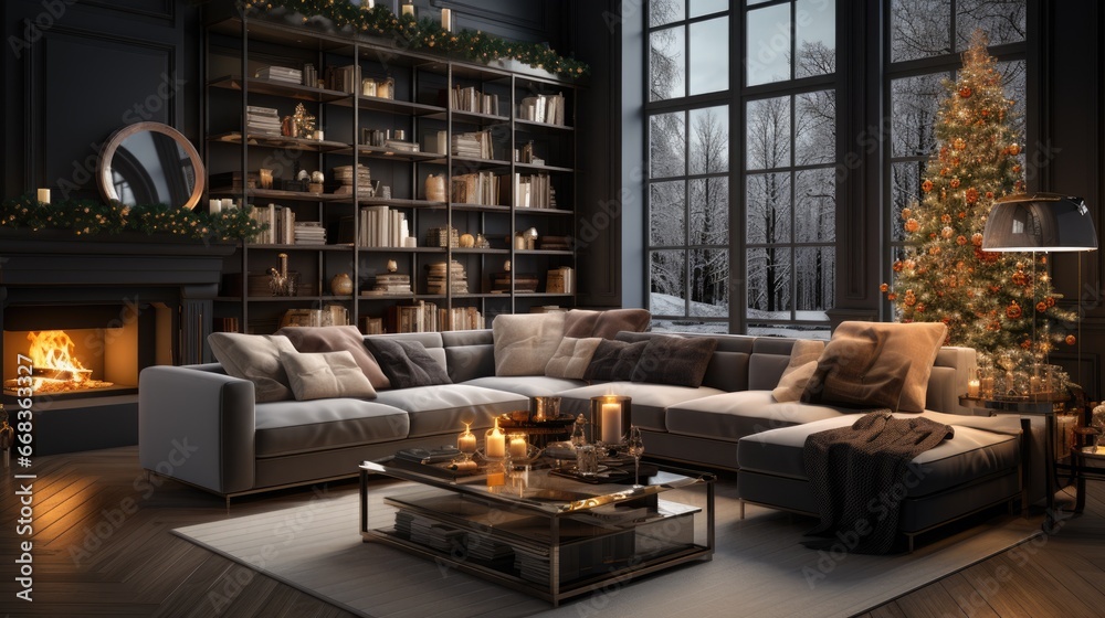 Cozy Christmas Night by the Fireplace: Embracing Warmth and Comfort in the Living Room