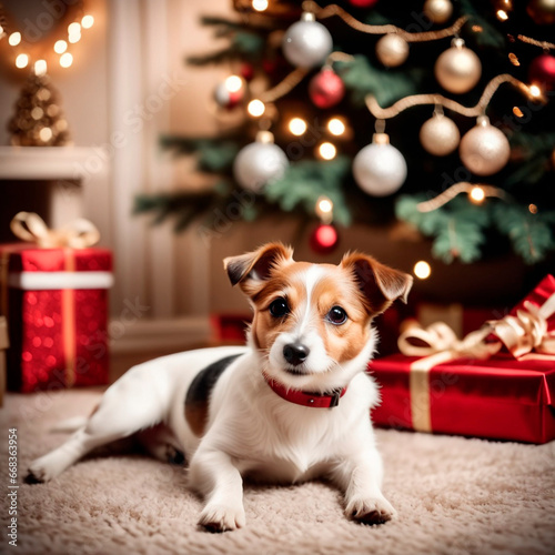 Puppy's Christmas Delight.  AI generated