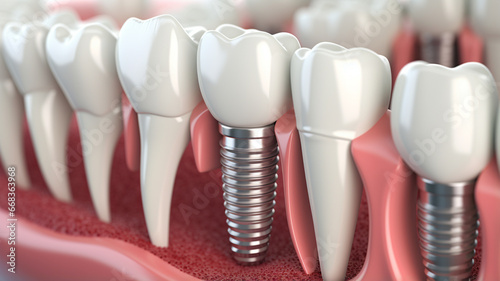 Dental implants in the gum