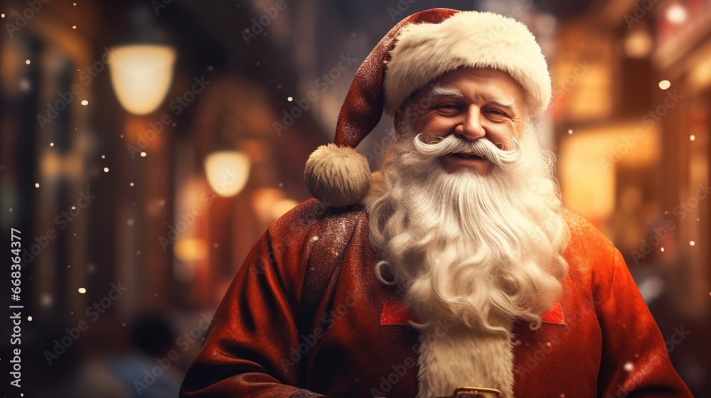 Christmas Santa Claus in photography with artistic magic background