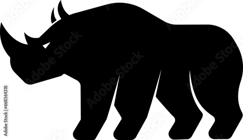 Photography Vector illustration of a silhouette of a rhino standing on isolated white background