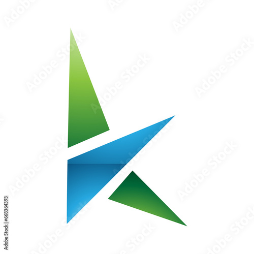 Free Download Green and Blue Glossy Letter K Icon with Triangles - GFXLoad
