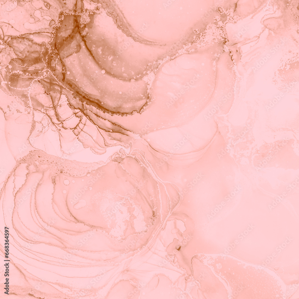 Fototapeta premium Alcohol Ink Print. Painting Effect. Rose Marble