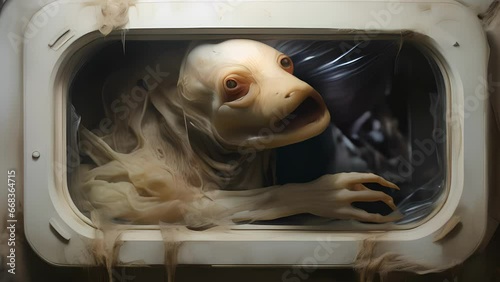 Portrait of an otherworldly creature, the last of its kind, preserved in a stasis pod found in the ruins of an alien laboratory.