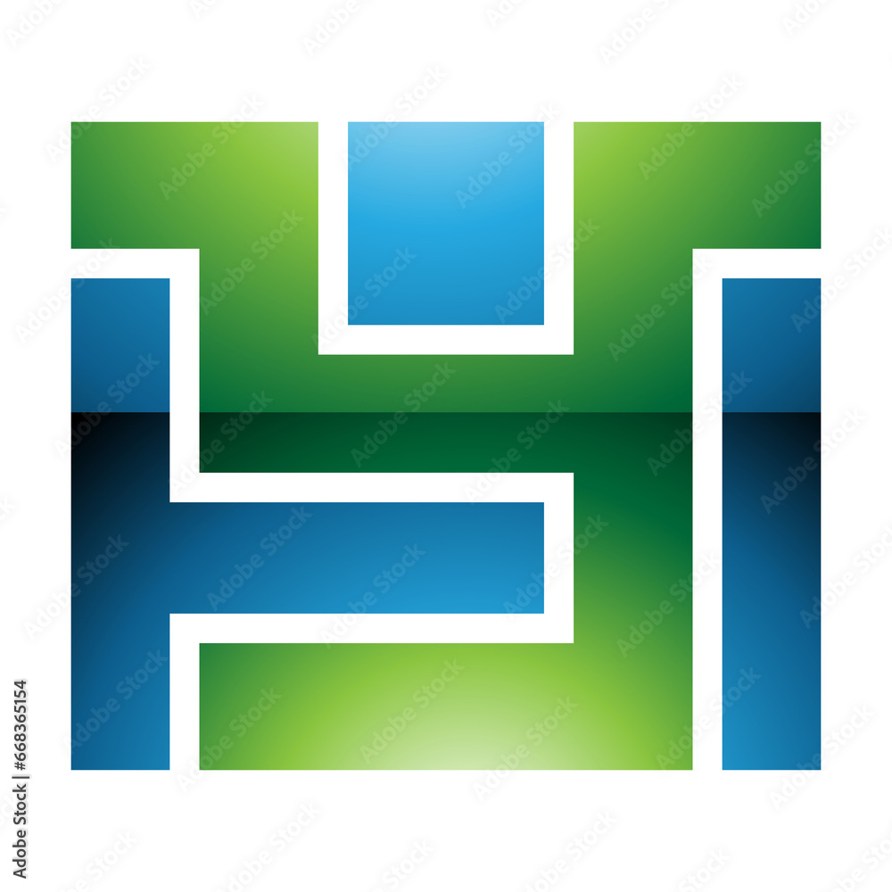 Green and Blue Glossy Rectangle Shaped Letter Y Icon