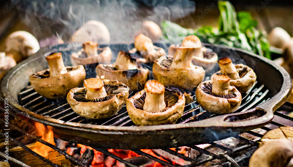barbecue roasted mushrooms, grilled mushrooms