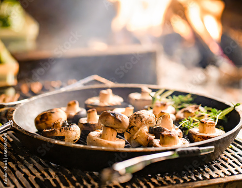 barbecue roasted mushrooms, grilled mushrooms