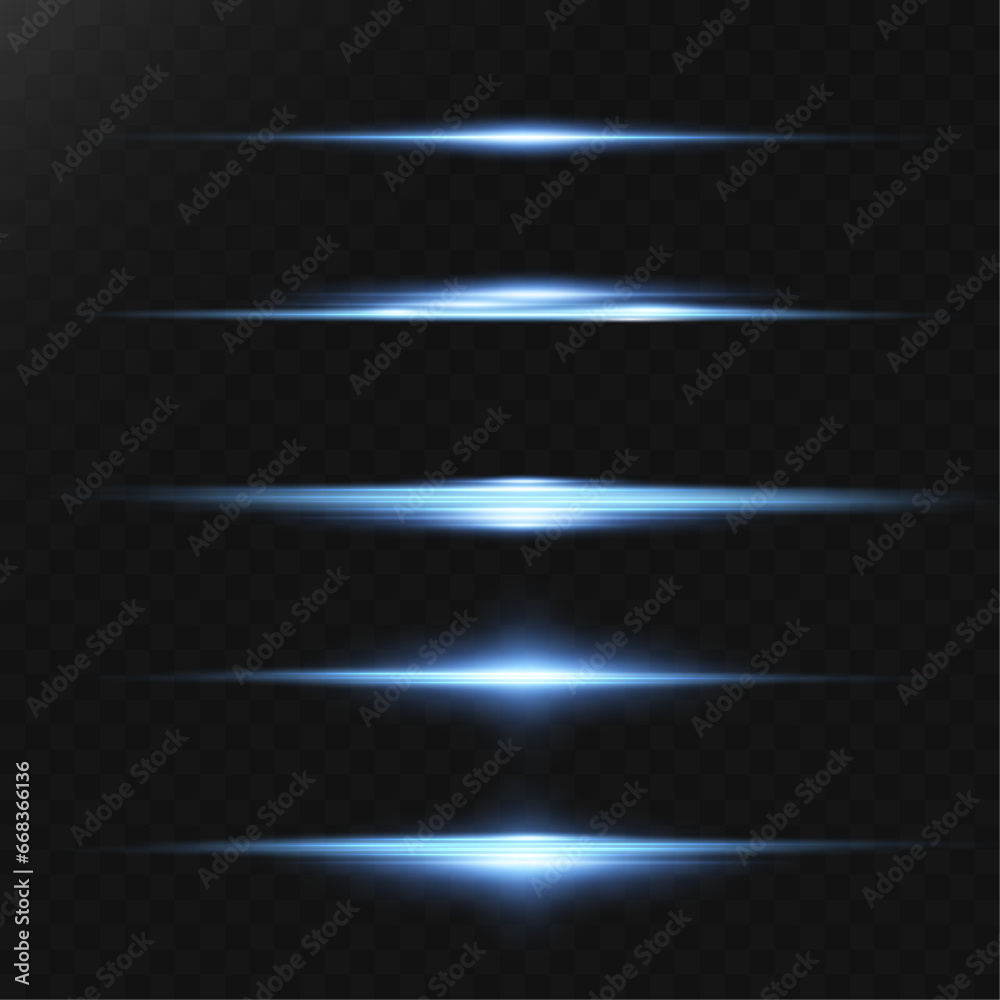 Vector illustration in blue color. Light effect. Abstract laser beams of light. Light rays with rays and glare.