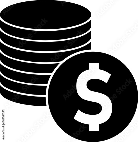 US Dollar Currency Coin Money Round Circle Symbol Icon. Vector Image.