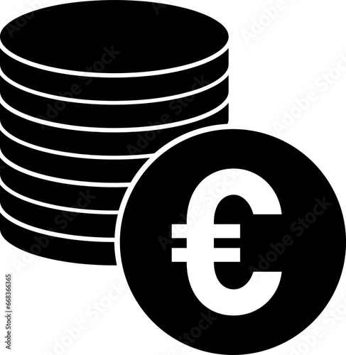 Euro European Currency Coin Money Round Circle Symbol Icon. Vector Image.