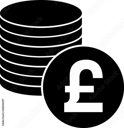 UK British Pound Sterling Currency Coin Money Round Circle Symbol Icon. Vector Image.