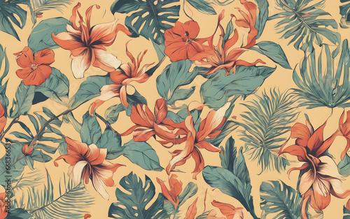 Modern Design Motifs of Tropical Flowers